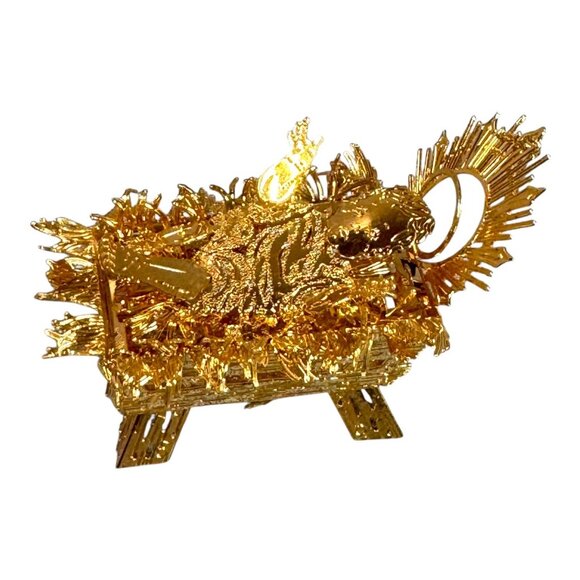 2004 Baby Jesus Danbury Mint Christmas Ornament Gold Plated Collection Signed - Picture 3 of 8
